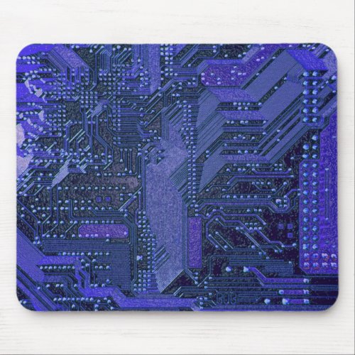 Blue Cyber Circuit Board Tech Electronics Mouse Pad