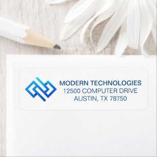 Blue Cyber Security Computer Symbol Return Address Label