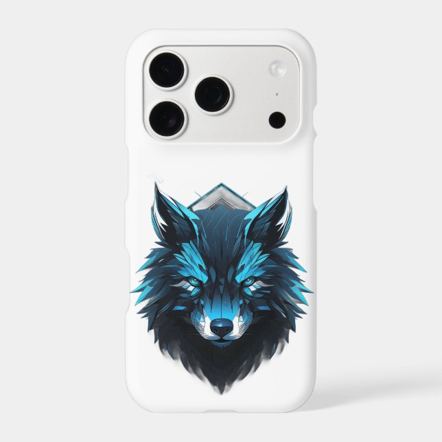 Blue Cyber Wolf Graphic iPhone Case (Back)