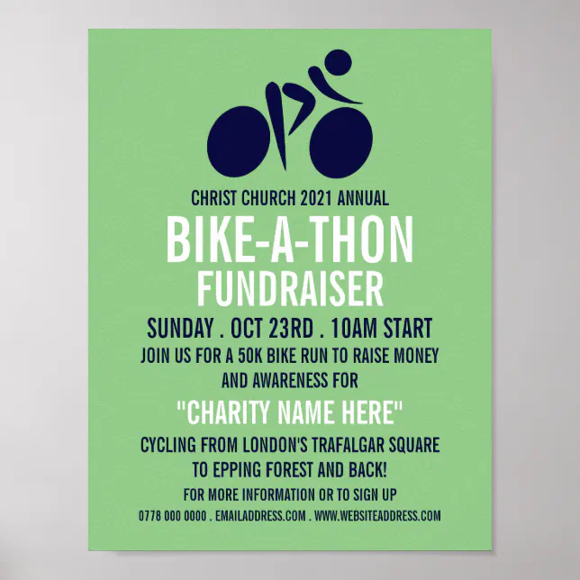 Blue Cycling Logo, Charity Bike-a-Thon Event Poster | Zazzle
