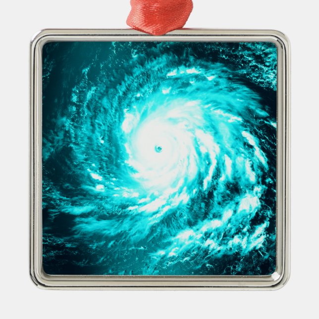 Blue Cyclone Metal Ornament (Front)
