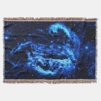 Blue Cygnus Loop Nebula outer space picture Throw Blanket