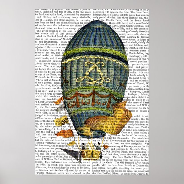 Blue Cylindrical Hot Air Balloon Poster (Front)