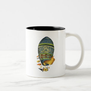 Blue Cylindrical Hot Air Balloon Two-Tone Coffee Mug