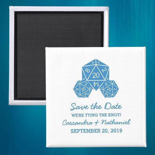 Blue D20 Dice Save the Date Magnet