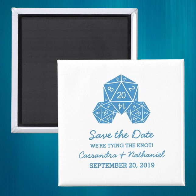 Blue D20 Dice Save the Date Magnet (Creator Uploaded)