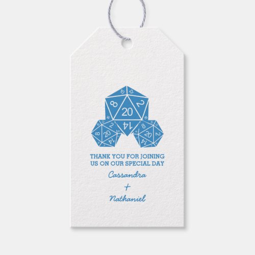 Blue D20 Dice Wedding Gift Tags