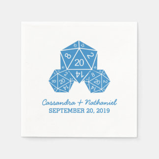 Blue D20 Dice Wedding Paper Napkins