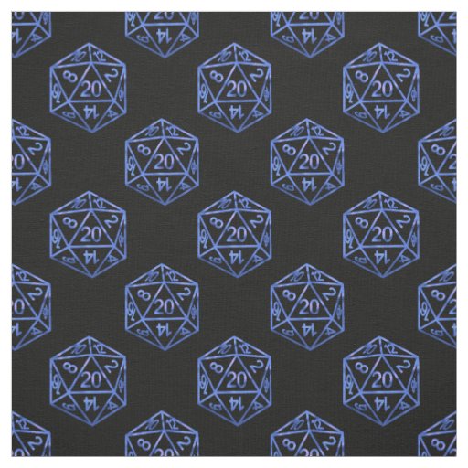 Blue D20 Pattern RPG Fantasy Tabletop Gamer Dice Fabric Zazzle