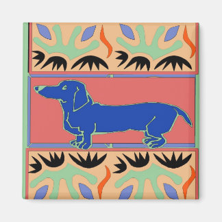 Blue Dachshund Abstract Fauvism Magnet