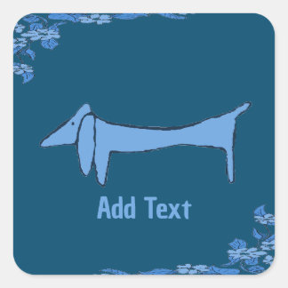 Blue Dachshund, add text, Sticker