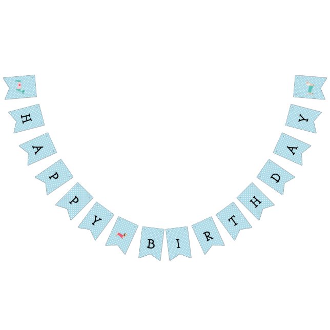 Blue Dachshund Bunting Party Banner (All)