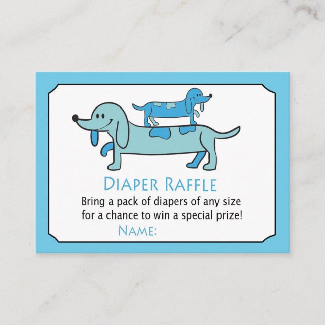 Blue Dachshund Diaper Raffle Tickets (Front)