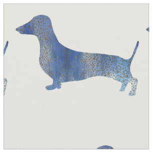 Blue dachshund fabric