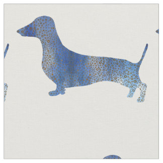 Blue dachshund fabric