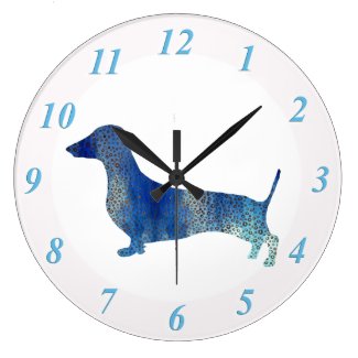 Blue dachshund large clock