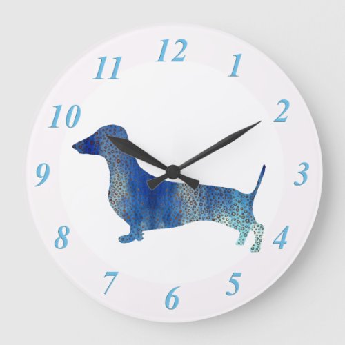 Blue dachshund large clock