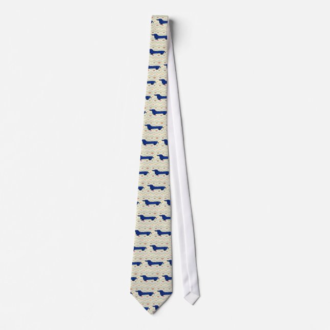 Blue Dachshund Neck Tie (Front)
