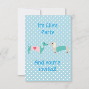 Blue Dachshund Party Invitation