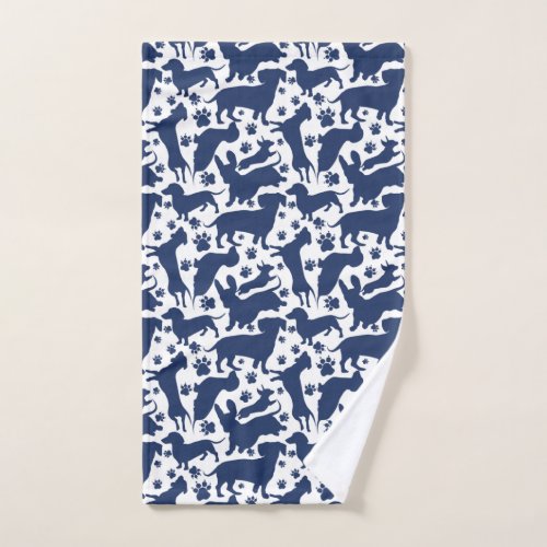 Blue Dachshund Pattern Throw Pillow Tapestry Hand Towel