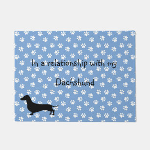 Blue Dachshund Paw Print Doormat