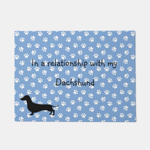 Blue Dachshund Paw Print Doormat