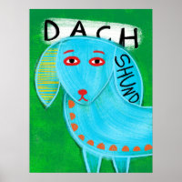 Blue Dachshund Poster Wall Art - Funny Dog