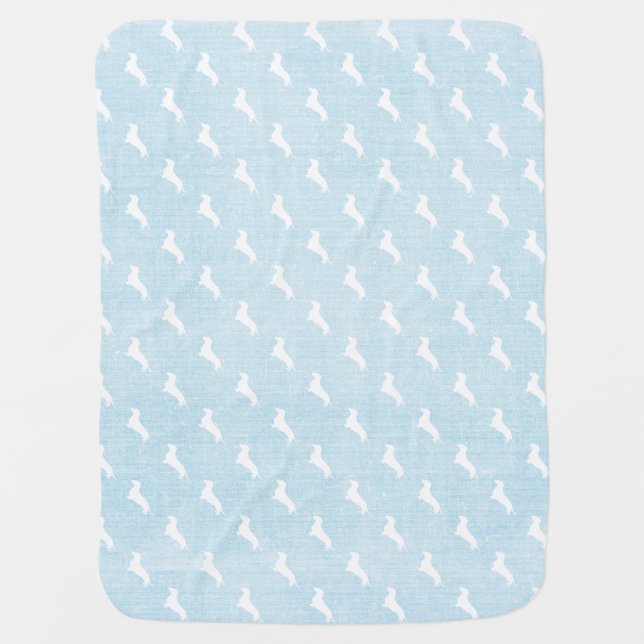 Blue Dachshund Print Stroller Blanket (Front)