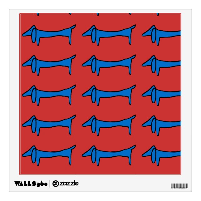 Blue Dachshund Print Wall Sticker (Front)