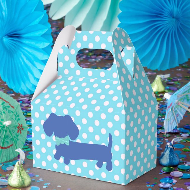 Blue Dachshund Wiener Dog with Bow Tie Favor Box (Party)