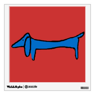 Blue Dachund Print Wall Sticker
