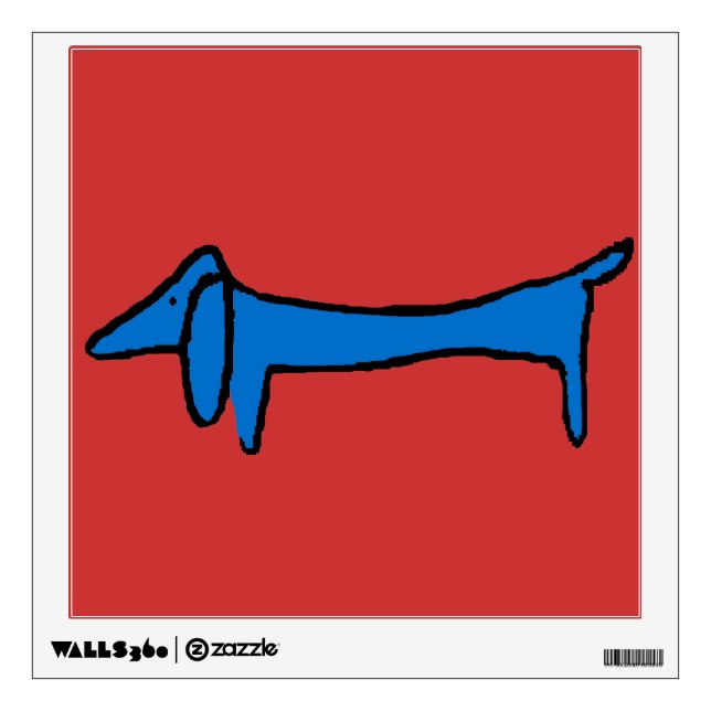 Blue Dachund Print Wall Sticker (Front)