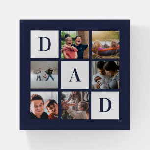 Blue Dad Colorblock Six Photo Collage Personalized Paperweight