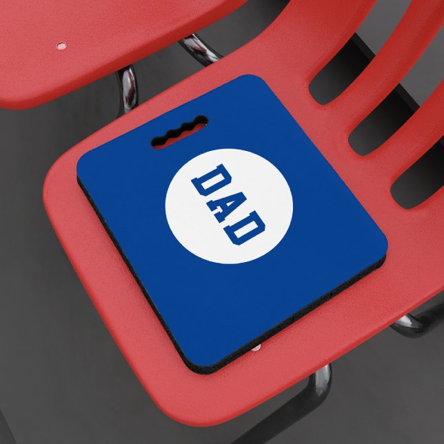 Blue DAD Monogrammed Sports Stadium cushion (A blue and white seat cushion with space for your initials)
