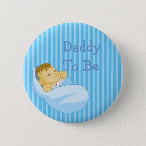 Blue Daddy To Be Baby Shower Button