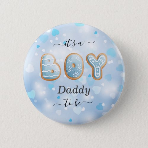 Blue Daddy to Be Boy Baby Shower Button