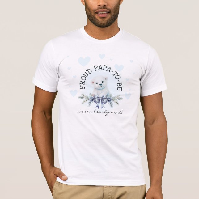 Blue Daddy to Be Pregnancy Gender Reveal Photo T-Shirt (Front)