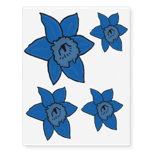 Blue daffodil style temporary tattoos