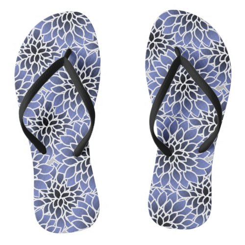 Blue Dahlia Floral Pattern Flip Flops