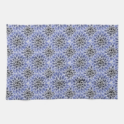 Blue Dahlia Floral Pattern Kitchen Towel