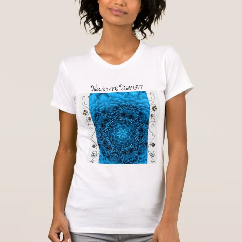 BLUE DAHLIA FLOWER Abstract Floral Nature Lover T_Shirt