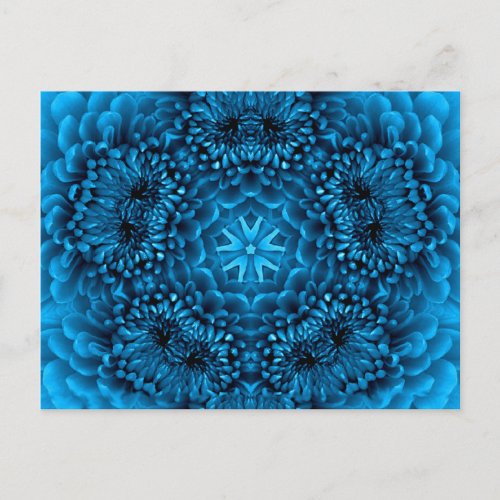 BLUE DAHLIA FlOWER Abstract Floral Postcard