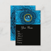 BLUE DAHLIA FLOWER PETALS SAPPHIRE GEM MONOGRAM, BUSINESS CARD (Front/Back)