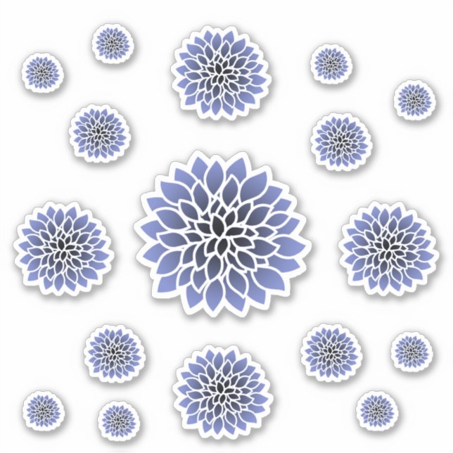 Blue Dahlia Flower Sticker Set (Front)