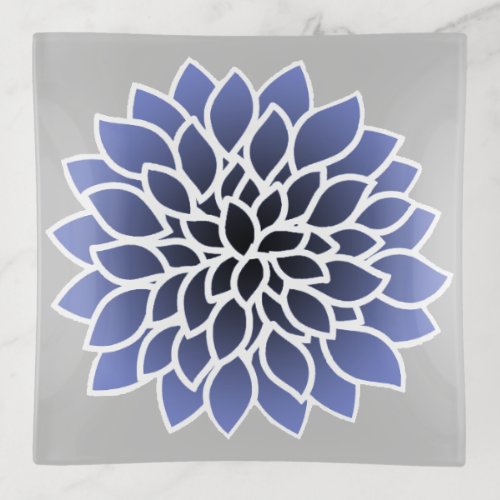 Blue Dahlia Flower Trinket Tray