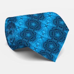 BLUE DAHLIA FLOWERS Abstract Floral Tie
