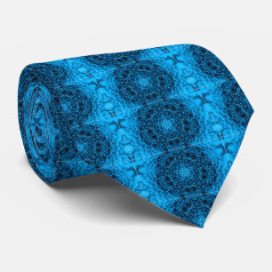 BLUE DAHLIA FLOWERS Abstract Floral Tie