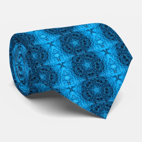 BLUE  DAHLIA FLOWERS Abstract Floral Tie