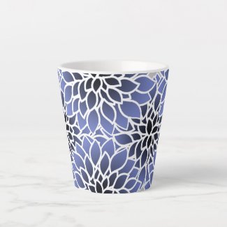 Blue Dahlia Pattern Latte Mug