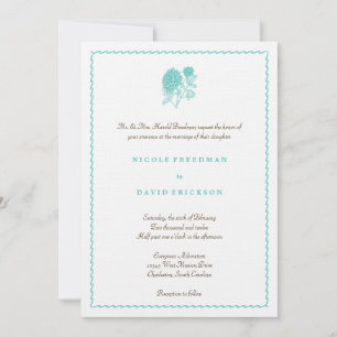 Blue dahlia simple elegance wedding invitation